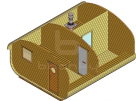 Баня-квадро-овалбочка «4×5.0» три помещения