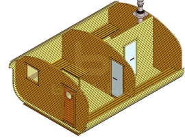 Баня-квадро-овалбочка «4×5.5» три помещения