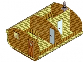 Баня-квадро-овалбочка «4×6.0» три помещения