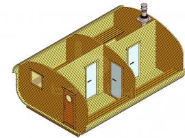 Баня-квадро-овалбочка «4×6.0» четыре помещения